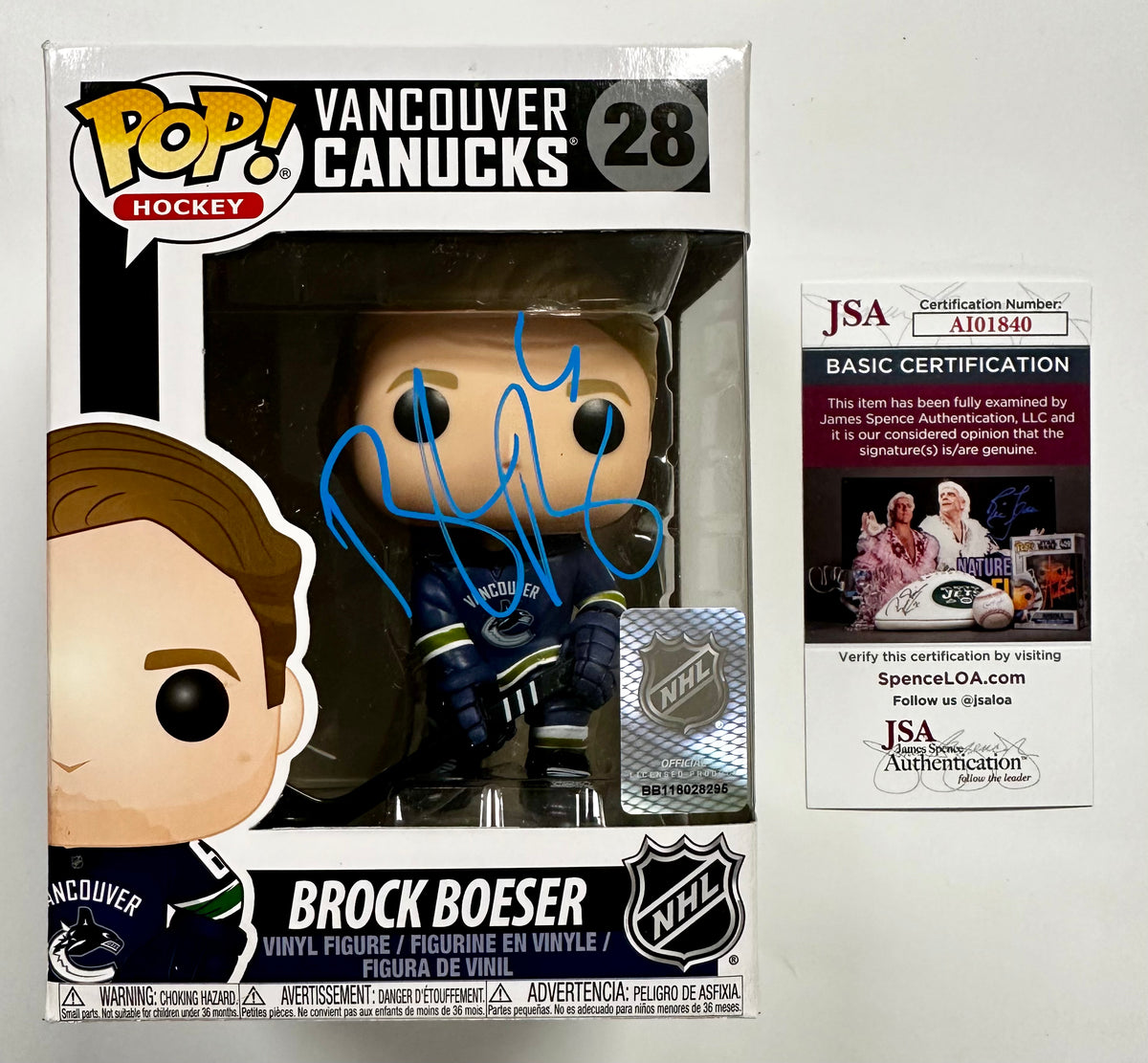 Brock Boeser Signed NHL Hockey Vancouver Canucks Funko Pop! #28