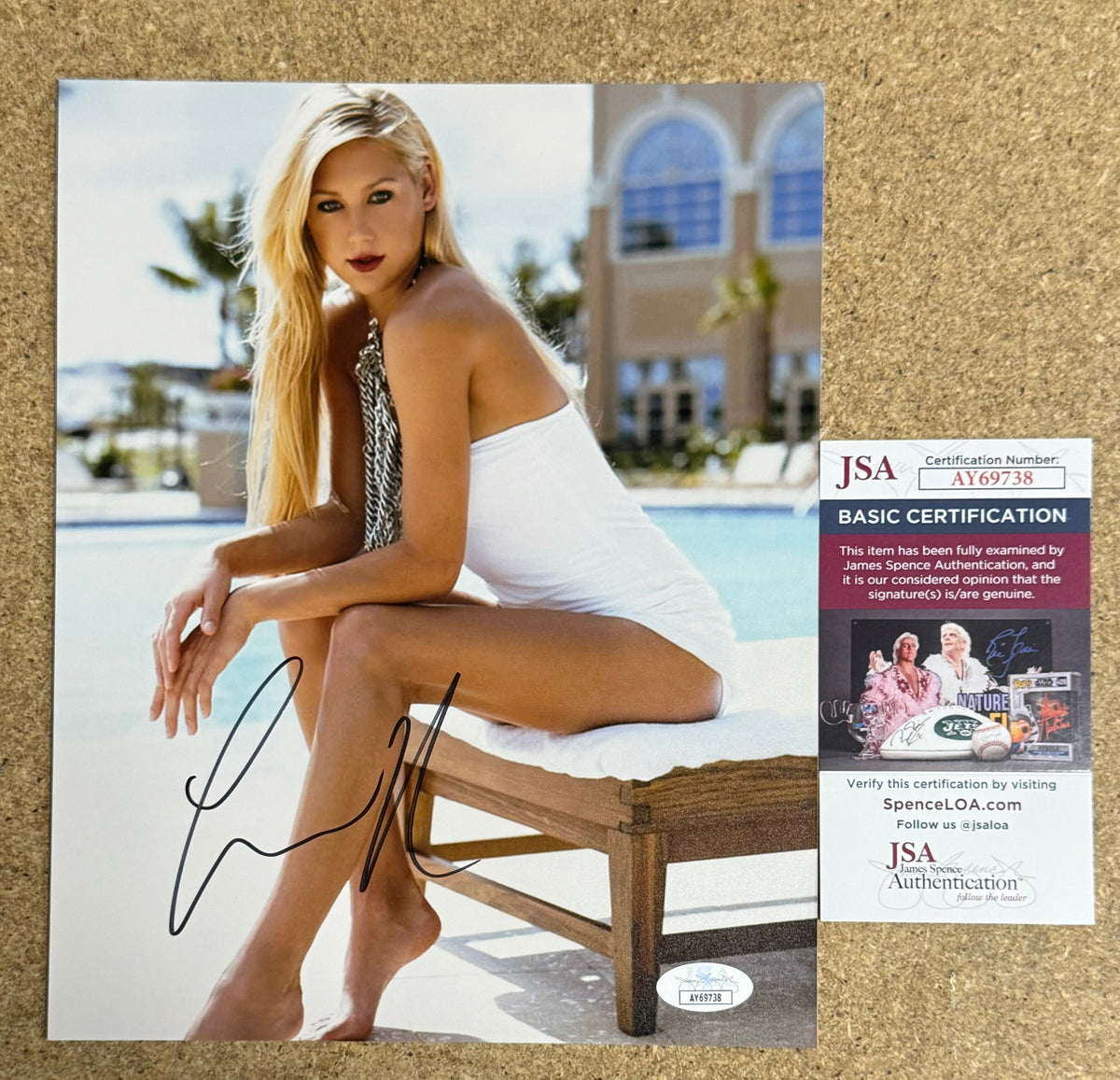 Anna Kournikova Signed Tennis Player & Model 8x10 Photo With JSA
