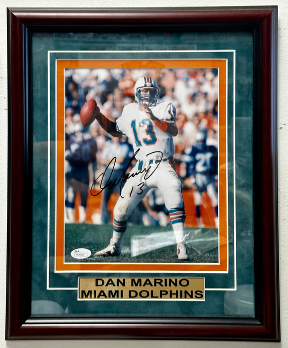 Dan Marino Signed NFL Miami Dolphins Custom Framed 8x10 Photo With JSA COA