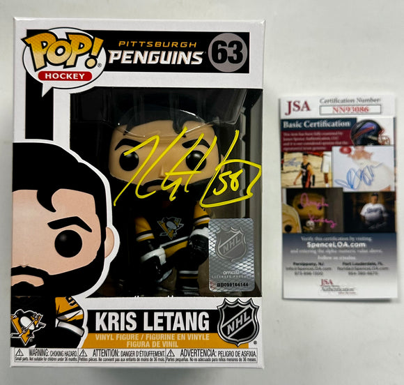 Kris Letang Signed NHL Hockey Pittsburgh Penguins Funko Pop! #63 With JSA COA