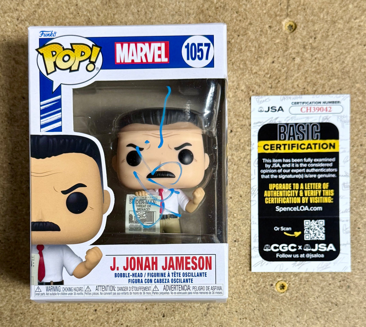 JK Simmons Signed J. Jonah Jameson Marvel Funko Pop #1057