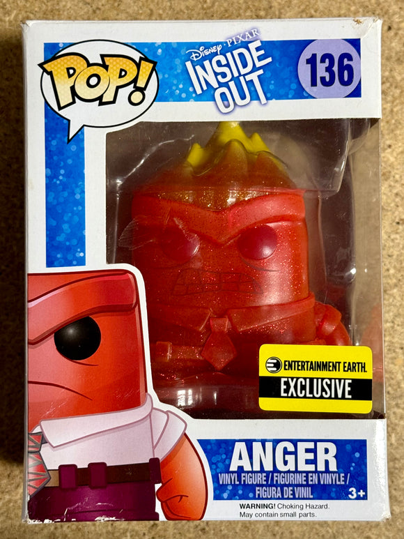 Funko Pop! Disney Anger Emotion (Glitter) #136 Inside Out 2016 Vaulted Exclusive