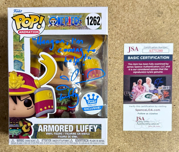 Colleen Clinkenbeard Signed Armored Luffy Funko Pop! #1262 One Piece FS Exclusive With JSA COA