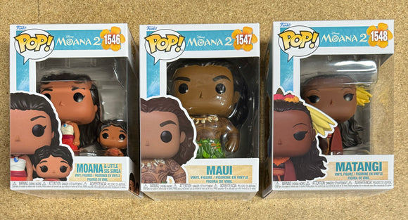 Funko Pop! Disney Moana & Little Sis Simea, Maui & Matangi “Moana 2” Set Of 3