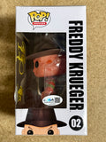 Robert Englund Freddy Kreuger Autographed RARE GLOW CHASE FUNKO POP 02 ELM