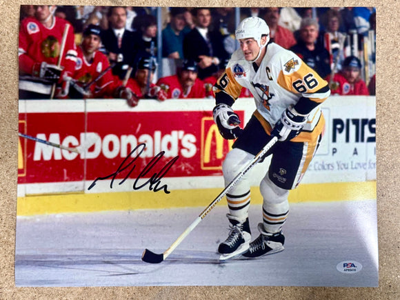 HOF Mario Lemieux Signed NHL Pittsburgh Penguins 11x14 Photo With PSA COA