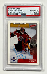 Roberto Luongo Signed 2001 NHL Florida Panthers Upper Deck Victory Card With PSA/DNA Slab COA
