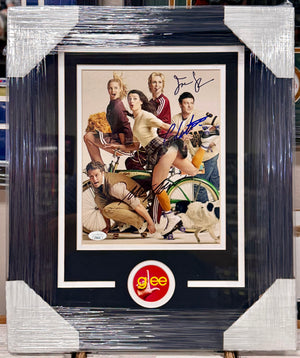 Cory Monteith, Matthew Morrison & Jane Lynch Signed & Framed Glee 8x10 Photo With JSA COA