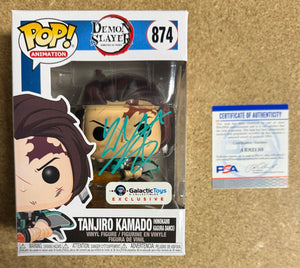 Zach Aguilar Signed Tanjiro Kamado (Flame Dance) Funko Pop #874 Demon Slayer Galactic Exclusive With PSA/DNA COA