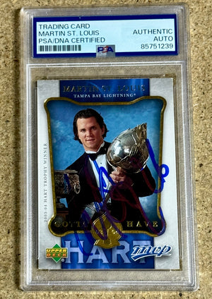 Martin St. Louis Signed 2006 Hart MVP NHL Tampa Bay Lighting Card PSA/DNA Slab