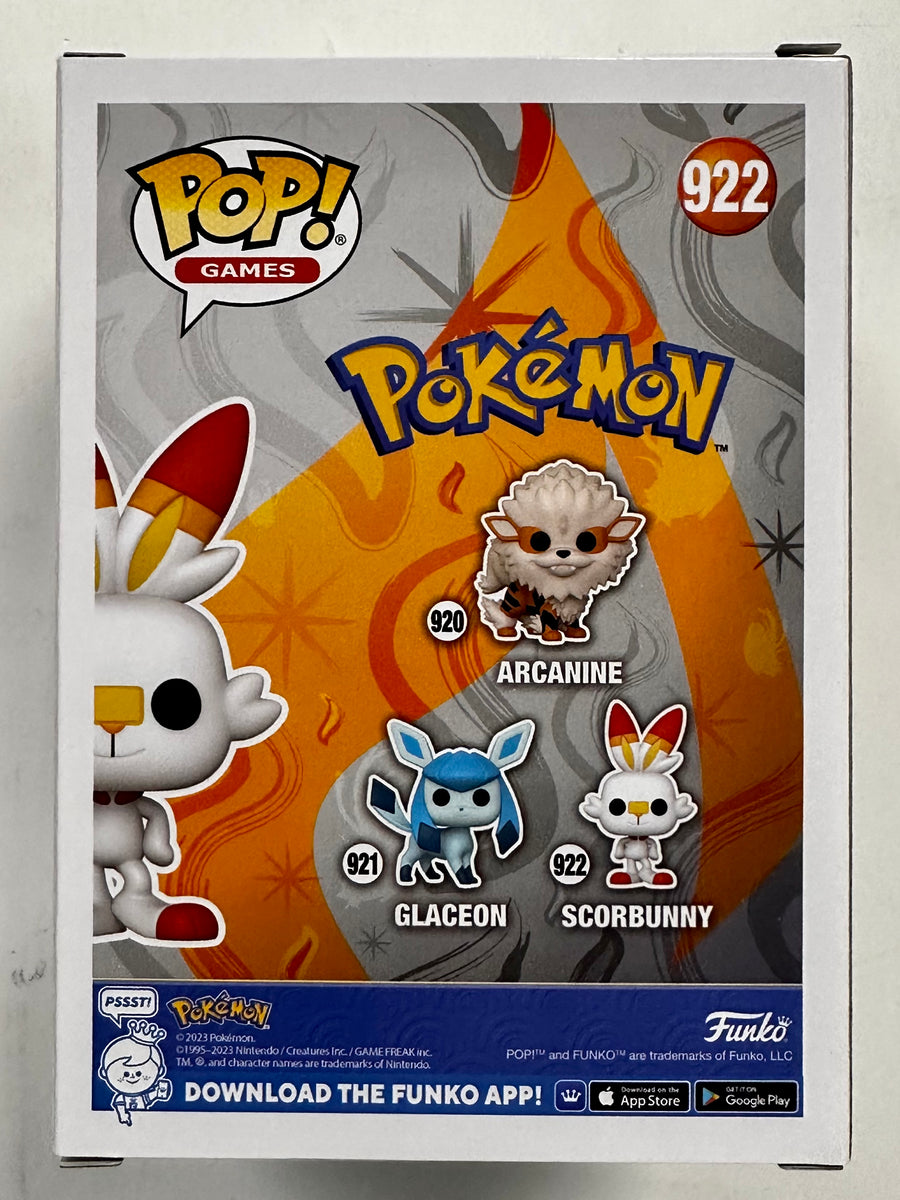 Funko Pop! Games Scorbunny #922 Fire Pokemon 2023 Starter Generation V ...