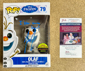 Josh Gad Signed Disney Frozen Flocked Olaf Asia 2014 Exclusive Funko Pop! #79 With JSA COA