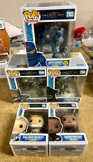 Funko Pop! Movies Gipsy Danger Striker Eureka Marshal Pentecost Raleigh Becket Knifehead Pacific Rim Set Of 5