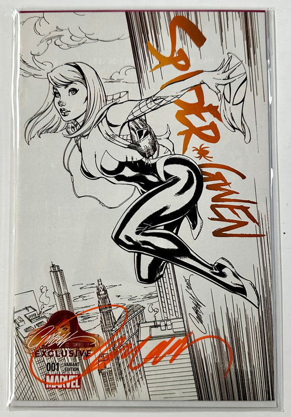 Spider-Gwen #1 B Marvel 2015 Signed J Scott Campbell Sketch B&W Exclusive Variant