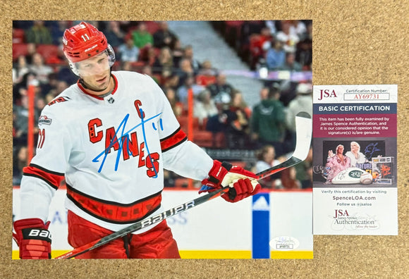 Jordan Staal Signed Carolina Hurricanes Captain 8X10 Photo With JSA COA