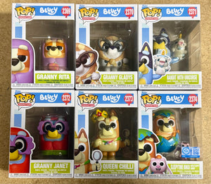 Funko Pop! Bluey Set of 6 Bandit #2371 Bingo #2374 Janet #2372 Rita #2369 #2370