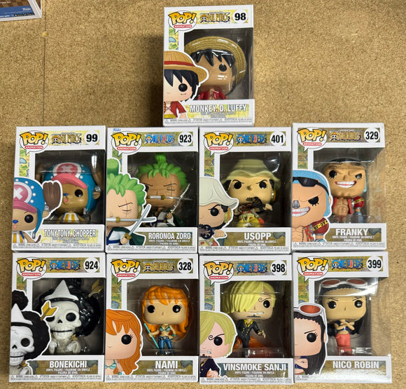 Funko Pop! Animation Monkey D. Luffy One Piece Complete Straw Hat Crew Set Of 9