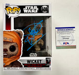 Warwick Davis Signed Wicket Star Wars Funko Pop! #608 With PSA/DNA COA