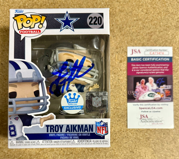 Troy Aikman Signed NFL Dallas Cowboys Funko Pop! #220 Exclusive With JSA COA