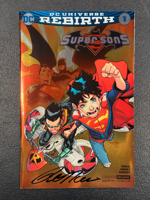 Super Sons #1 Convention Exclusive Jorge Jimenez Foil Cover Signed Peter Tomasi