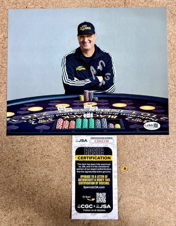 Poker Champion Phil Hellmuth “The Poker Brat” Autograph 8X10 Signed With JSA COA
