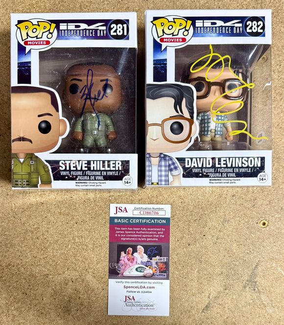 Will Smith (Steve Hiller) & Jeff Goldblum (David Levinson) Signed Independence Day Funko Pop! JSA & PSA COA Set of 2