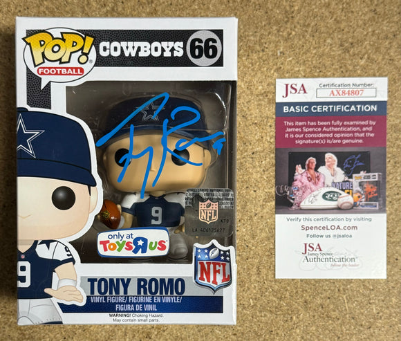 Tony Romo Signed NFL Dallas Cowboys Funko Pop #66 2016 Exclusive With JSA COA