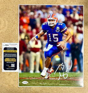 Heisman Winner 2007 Tim Tebow Signed BCS Champion Florida Gators 11X14 Photo With JSA COA