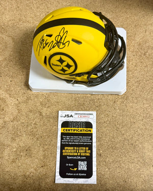 Ike Taylor 2X SB Champ Signed Pittsburgh Steelers Rave Mini Helmet With JSA COA