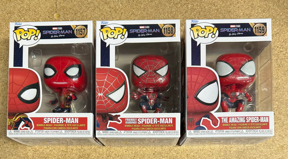 Funko Pop! Marvel Amazing, Friendly Spider-Man #1159 No Way Home 2023 Set Of 3