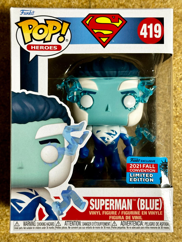 Funko Pop! DC Heroes Superman (Blue) #419 NYCC 2021 Fall Con Exclusive