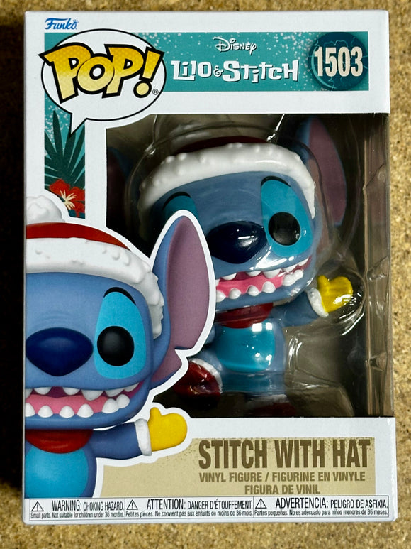 Funko Pop! Disney Stitch With Santa Hat #1503 Lilo & Stitch 2024 Holiday