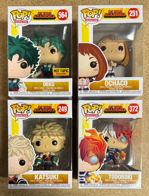 Funko Pop! Animation Deku, Katsuki Bakugo, Ochaco & Todoroki My Hero Academia Set Of 4