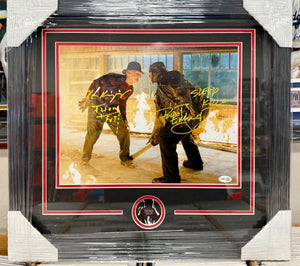 Robert Englund & Ken Kirzinger Signed And Custom Framed Freddy vs Jason 11x14 Photo With JSA COA