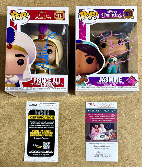 Linda Larkin & Scott Weinger Signed Disney Aladdin (Prince Ali) & Princess Jasmine Funko Pop! With JSA COA