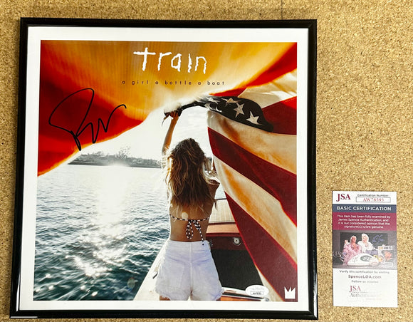 Pat Monahan Of Train Signed A Girl A Bottle A Boat 2017 Vinyl JSA COA