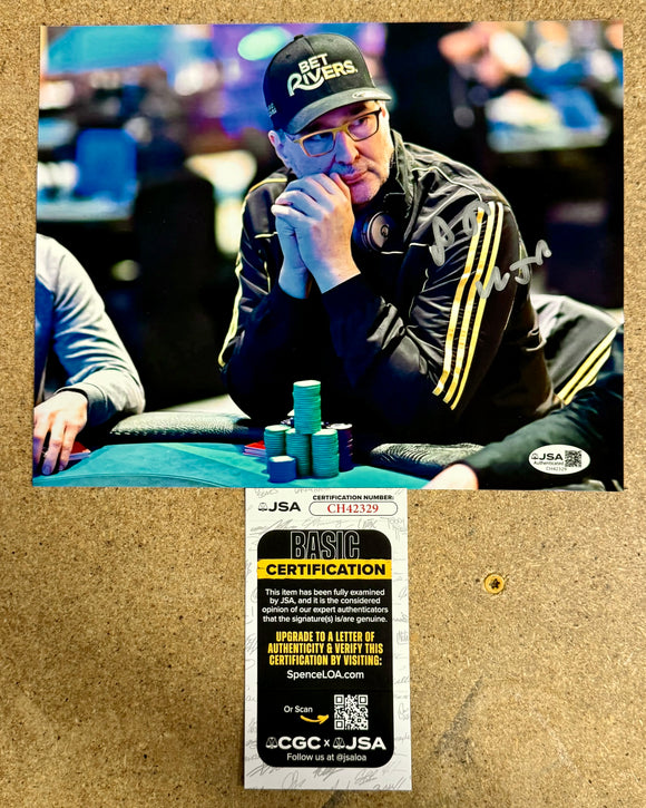 Poker Champion Phil Hellmuth “The Poker Brat” Autograph 8X10 Signed With JSA COA