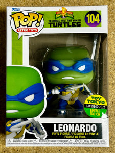 Funko Pop! Retro Toys Leonardo #104 Ninja Turtles X Blue Power Ranger 2022 SDCC Toy Tokyo Exclusive