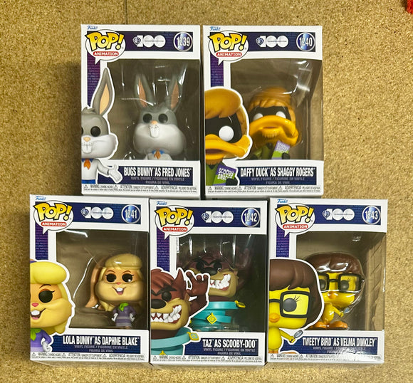 Funko Pop! Bugs, Tazmanian Devil, Lola Bunny, Daffy Duck, Tweety Bird Scooby Doo X Looney Tunes Set Of 5