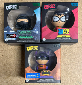 Funko Dorbz DC Arrow Malcolm Merlyn, Robin & Zur-En-arrh Batman Exclusive Lot Of 3