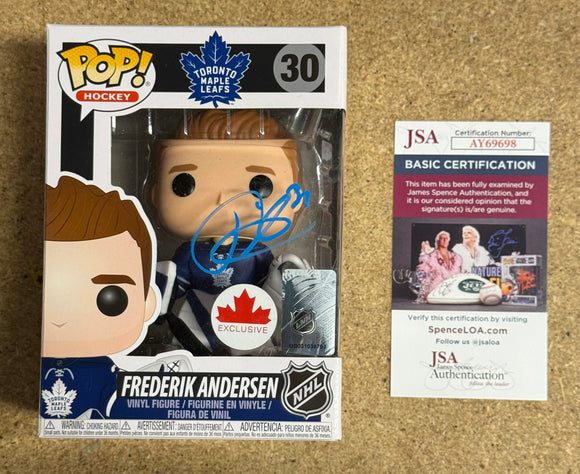 Frederik Andersen Signed NHL Toronto Maple Leafs Funko Pop! #30 Exclusive With JSA COA