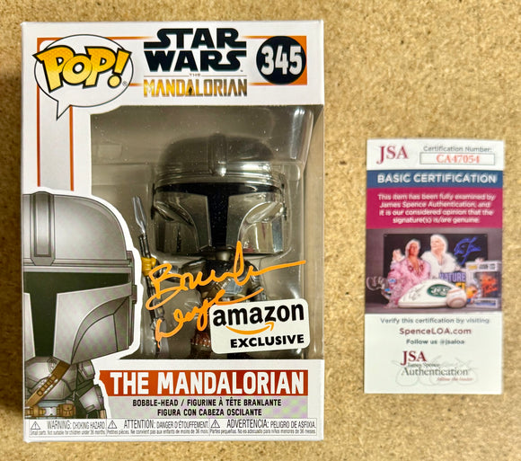 Brendan Wayne Signed Mandalorian Star Wars Exclusive Funko Pop #345 With JSA COA