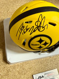 Ike Taylor 2X SB Champ Signed Pittsburgh Steelers Rave Mini Helmet With JSA COA