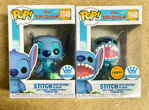 Funko Pop! Disney Stitch With Record Player & Chase #1048 FS Exclusive Set of 2