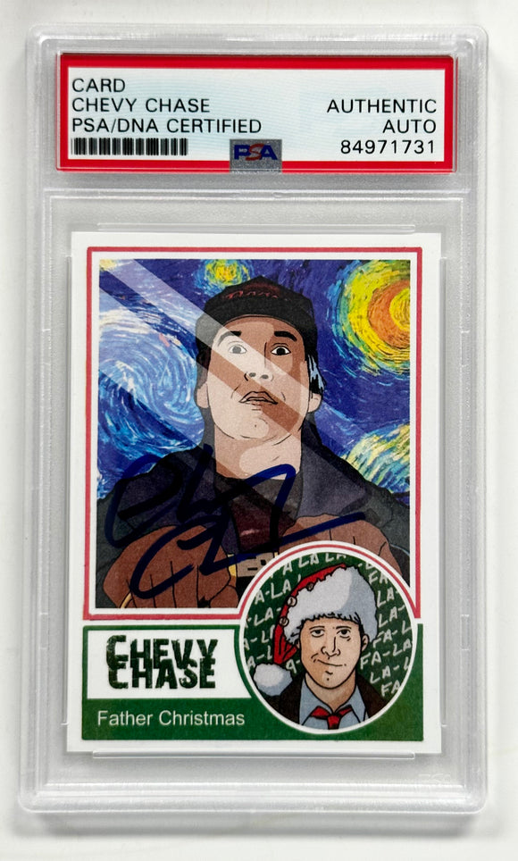 Chevy Chase Signed Father Christmas Vacation Clark Griswold Card With PSA/DNA Slab COA