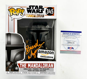 Brendan Wayne Signed Mandalorian Star Wars Exclusive Funko Pop #345 With PSA COA
