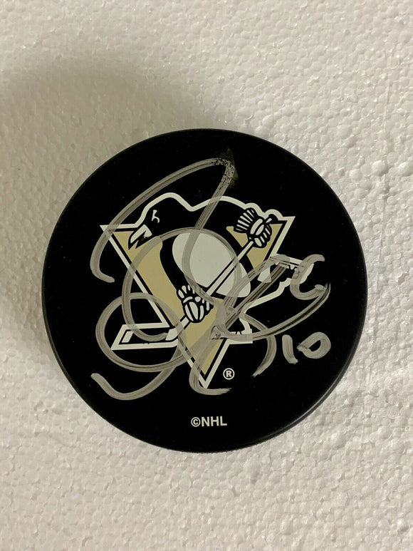 Gary Roberts Signed Pittsburgh Penguins NHL Hockey Puck Scary Florida Panthers