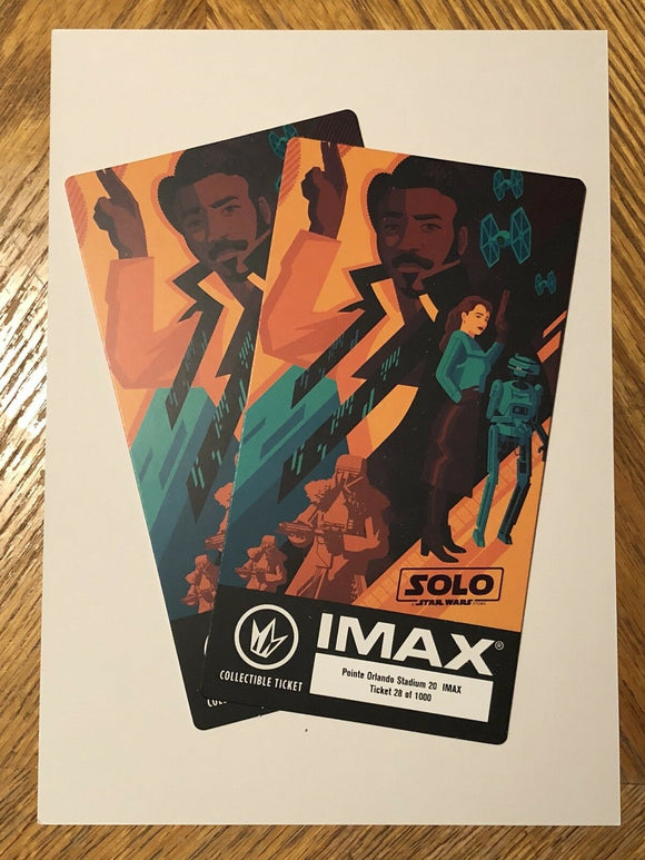 Star Wars : Han Solo IMAX Collectible Ticket Regal Cinema Movie Limited Edition
