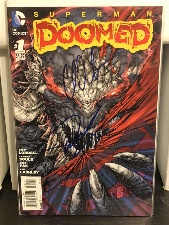 Doomed #1 Superman One Shot Signed X2 Charles Soule And Scott Lobdell New 52