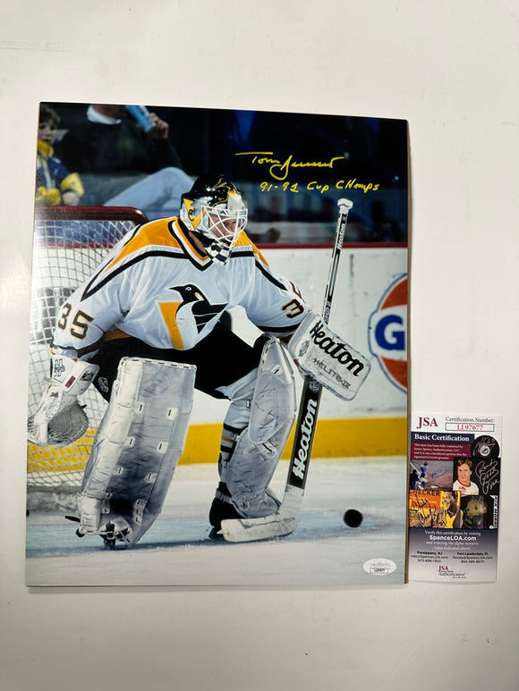 Tom Barrasso Signed Pittsburgh Penguins Matte 11x14 Photo Hockey NHL 1991 1992